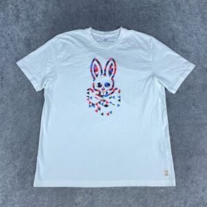 Psycho Bunny White Tee with Red and Blue Graphic